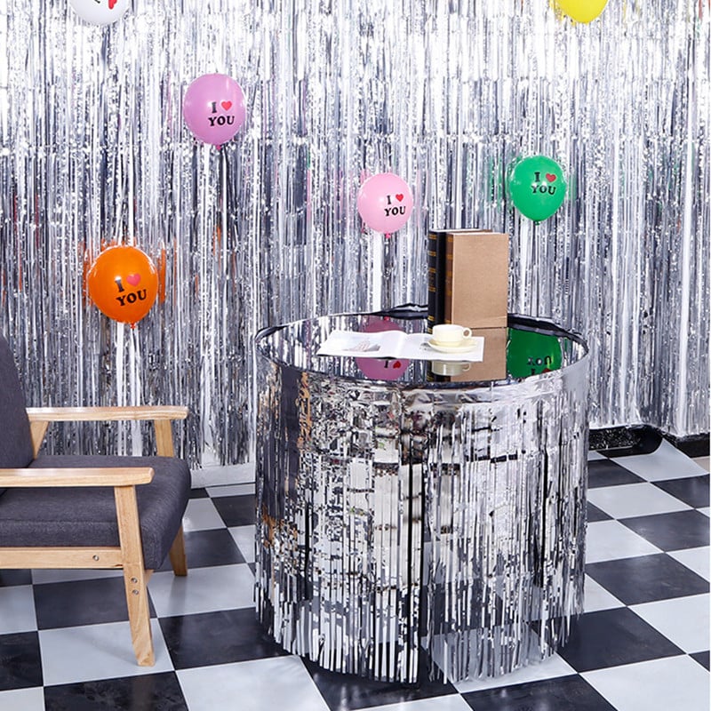 Blizgučiai blizgantys Gimtadienio papuošimai Metaliniai gimtadienio papuošimai Suaugusiųjų Havajų vakarėlio reikmenys Folijos vestuvių fonas