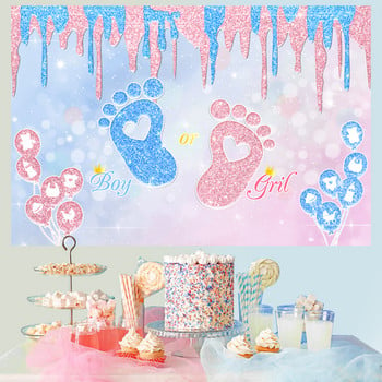 Laeacco Baby Shower Background Balloon Gender Reveal Party Newborn Boy Or Girl Poster Dot Photography Backdrop Family Photocall