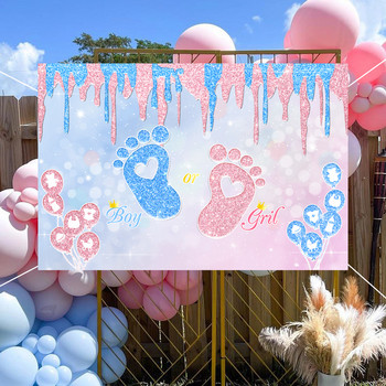 Laeacco Baby Shower Φόντο Μπαλόνι Φύλο Αποκάλυψη Πάρτι Νεογέννητο αγόρι ή κορίτσι Αφίσα με κουκκίδες Φωτογραφία σκηνικού Οικογενειακή φωτογραφία