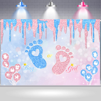 Laeacco Baby Shower Background Balloon Gender Reveal Party Newborn Boy Or Girl Poster Dot Photography Backdrop Family Photocall