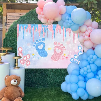 Laeacco Baby Shower Φόντο Μπαλόνι Φύλο Αποκάλυψη Πάρτι Νεογέννητο αγόρι ή κορίτσι Αφίσα με κουκκίδες Φωτογραφία σκηνικού Οικογενειακή φωτογραφία