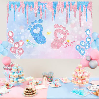 Laeacco Baby Shower fundal balon dezvăluire sex petrecere nou-născut băiat sau fată poster Dot fotografie fundal familie Photocall