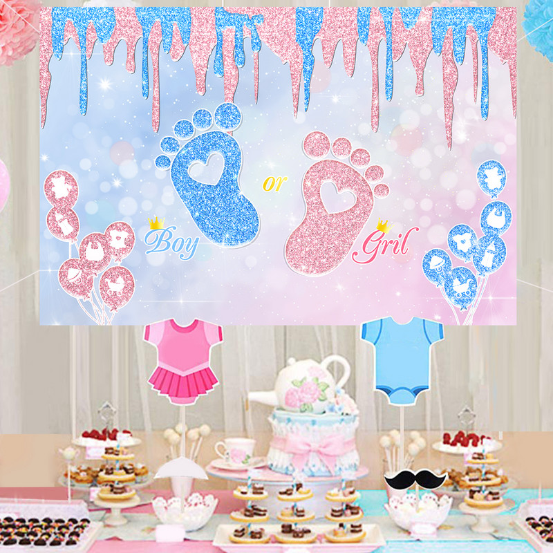 Laeacco Baby Shower Background Balon Spol Reveal Party Novorođeni dječak ili djevojčica Poster Dot Photography Backdrop Family Photocall