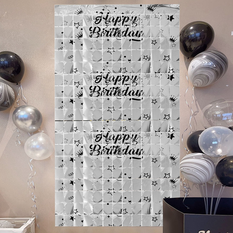 Peo taustakardinad Säravad Must Kuld Tinsel Fringe Fooliumkardina Taust Palju õnne sünnipäevaks Kaunistus Täiskasvanute aastapäev