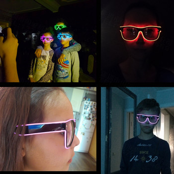 Γυαλιά που αναβοσβήνουν EL Γυαλιά LED Wire Glowing Party Supplies Φωτισμός Δώρο καινοτομία Bright Light Festival Party Glow γυαλιά ηλίου