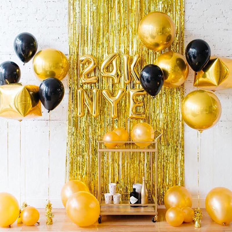 2M metallist fooliumist narmastega taustakardinad pulmapeo seinakaunistus fotokabiini taustadekoratsioon tinsel sädelev kardin Kuldne