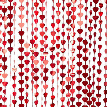 Ροζ Χρυσό Κόκκινο Ασημί Καρδιά Φόντο Φόντο Φόντο Φόντο Κουρτίνα με κρόσσια Βαλεντίνου