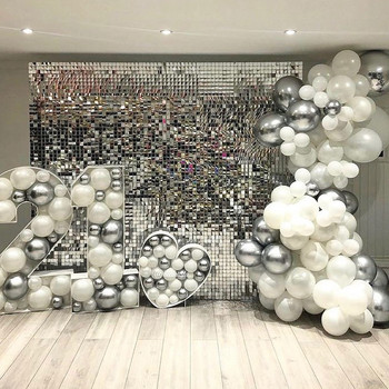 Фолио завеса парти фон завеса пайети фон сватбен декор бебе душ пайети стена блясък фон завеса рожден ден