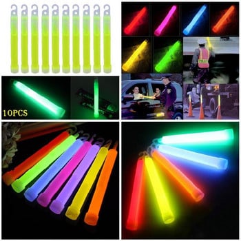 10 τμχ / παρτίδα 6 ιντσών πολύχρωμο Glow Stick Χημικό ελαφρύ ραβδί Camping Διακόσμηση έκτακτης ανάγκης Κλαμπ προμήθειες Χημικός φθορισμός