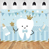 Plava Pozadina za fotografiju, rođendanska zabava novorođenog dječaka, djevojčice, blizanaca, ukrasi za foto studio, moj prvi zub