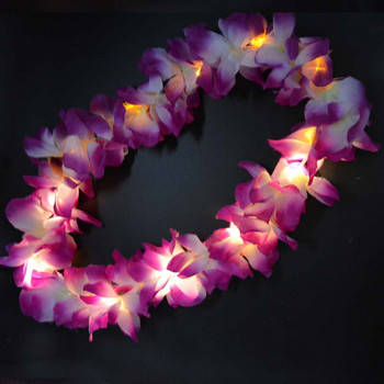 1 бр. Жени Момиче LED светлини Hawaii Flower Leis лента за коса Гарланд Hula Luau Светещ венец Колие Парти Рожден ден Сватба Коледа