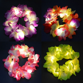 1 τεμ. Γυναικεία φώτα LED για κορίτσια Hawaii Flower Leis Hair Band Garland Hula Luau Glow στεφάνι κολιέ Γενέθλια Γάμος Χριστούγεννα
