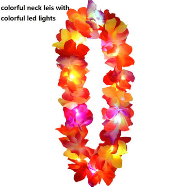 1kom Žene Djevojke LED svjetla Hawaii Flower Leis Traka za kosu Girlanda Hula Luau Sjajni vijenac Ogrlica Party Rođendan Vjenčanje Božić
