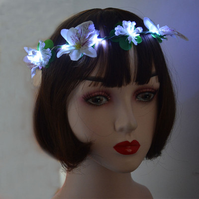 1kom Žene Djevojke LED svjetla Hawaii Flower Leis Traka za kosu Girlanda Hula Luau Sjajni vijenac Ogrlica Party Rođendan Vjenčanje Božić