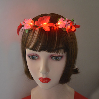 1kom Žene Djevojke LED svjetla Hawaii Flower Leis Traka za kosu Girlanda Hula Luau Sjajni vijenac Ogrlica Party Rođendan Vjenčanje Božić