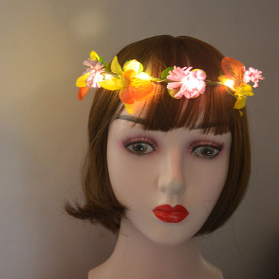 1kom Žene Djevojke LED svjetla Hawaii Flower Leis Traka za kosu Girlanda Hula Luau Sjajni vijenac Ogrlica Party Rođendan Vjenčanje Božić