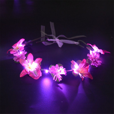 1kom Žene Djevojke LED svjetla Hawaii Flower Leis Traka za kosu Girlanda Hula Luau Sjajni vijenac Ogrlica Party Rođendan Vjenčanje Božić