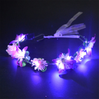 1kom Žene Djevojke LED svjetla Hawaii Flower Leis Traka za kosu Girlanda Hula Luau Sjajni vijenac Ogrlica Party Rođendan Vjenčanje Božić