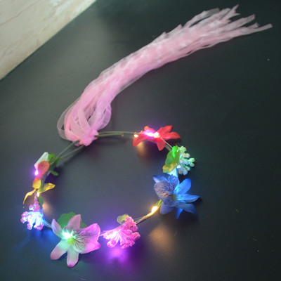 1kom Žene Djevojke LED svjetla Hawaii Flower Leis Traka za kosu Girlanda Hula Luau Sjajni vijenac Ogrlica Party Rođendan Vjenčanje Božić
