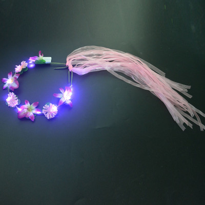1kom Žene Djevojke LED svjetla Hawaii Flower Leis Traka za kosu Girlanda Hula Luau Sjajni vijenac Ogrlica Party Rođendan Vjenčanje Božić