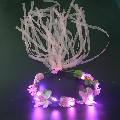1kom Žene Djevojke LED svjetla Hawaii Flower Leis Traka za kosu Girlanda Hula Luau Sjajni vijenac Ogrlica Party Rođendan Vjenčanje Božić