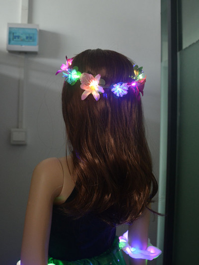1kom Žene Djevojke LED svjetla Hawaii Flower Leis Traka za kosu Girlanda Hula Luau Sjajni vijenac Ogrlica Party Rođendan Vjenčanje Božić