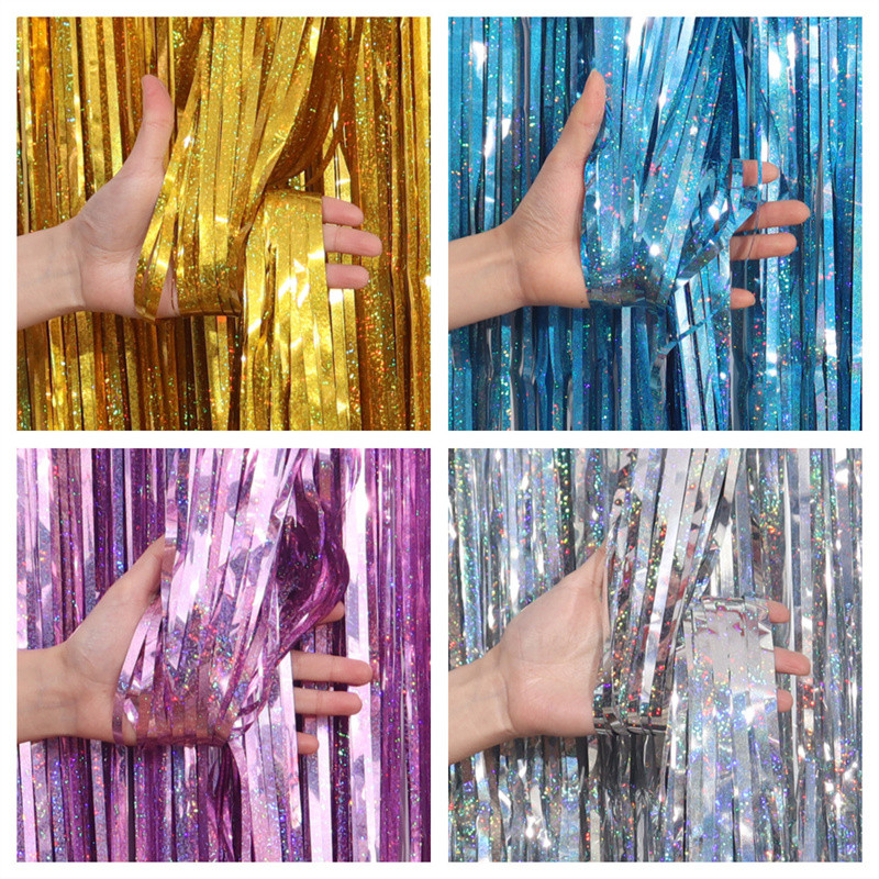 1Mx2M fooliumist tutt Sünnipäevapeo kaunistus Taust Ääriskardin Lastele Täiskasvanute fotokabiin Beebi dušš pulmadekoratsiooniga lasertutt