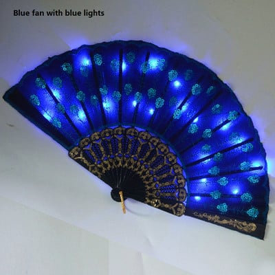 LED svjetleći paun, kineski ručni ventilator, scenski nastup, osvijetljeni poklon za rođendansku zabavu, bar, fluorescentni rekviziti