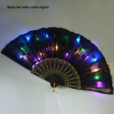 LED svjetleći paun, kineski ručni ventilator, scenski nastup, osvijetljeni poklon za rođendansku zabavu, bar, fluorescentni rekviziti