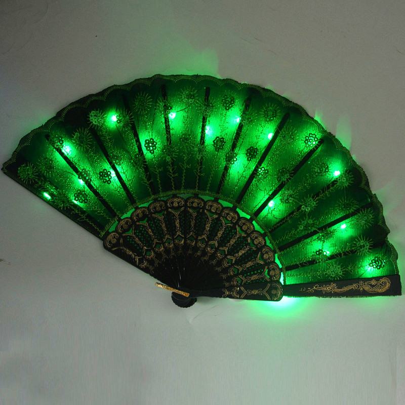 LED svjetleći paun, kineski ručni ventilator, scenski nastup, osvijetljeni poklon za rođendansku zabavu, bar, fluorescentni rekviziti