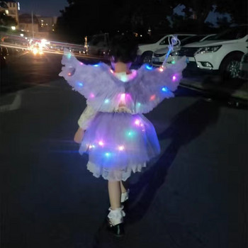 Φώτα LED Λευκά Φτερά Φτερού Αγγέλου Γυναίκες Παιδιά Κορίτσια Φωτογραφικά στηρίγματα Δώρο γενεθλίων γάμου Bachelorette Party Διακόσμηση σπιτιού DIY