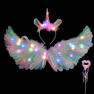 LED lemputės Baltos angelo plunksnos sparnai Moterų Vaikų Mergaičių Foto Rekvizitai Vestuvių Gimtadienio Dovana Mergvakaris „Pasidaryk pats“ namų dekoravimas
