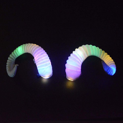 Προσομοίωση ενηλίκων παιδιών Κατσίκας LED Glow Light Κέρας προβάτου DIY Κλιπ μαλλιών που αναβοσβήνει Gothic Craft Cosplay Wedding Rave Χριστουγεννιάτικη στολή