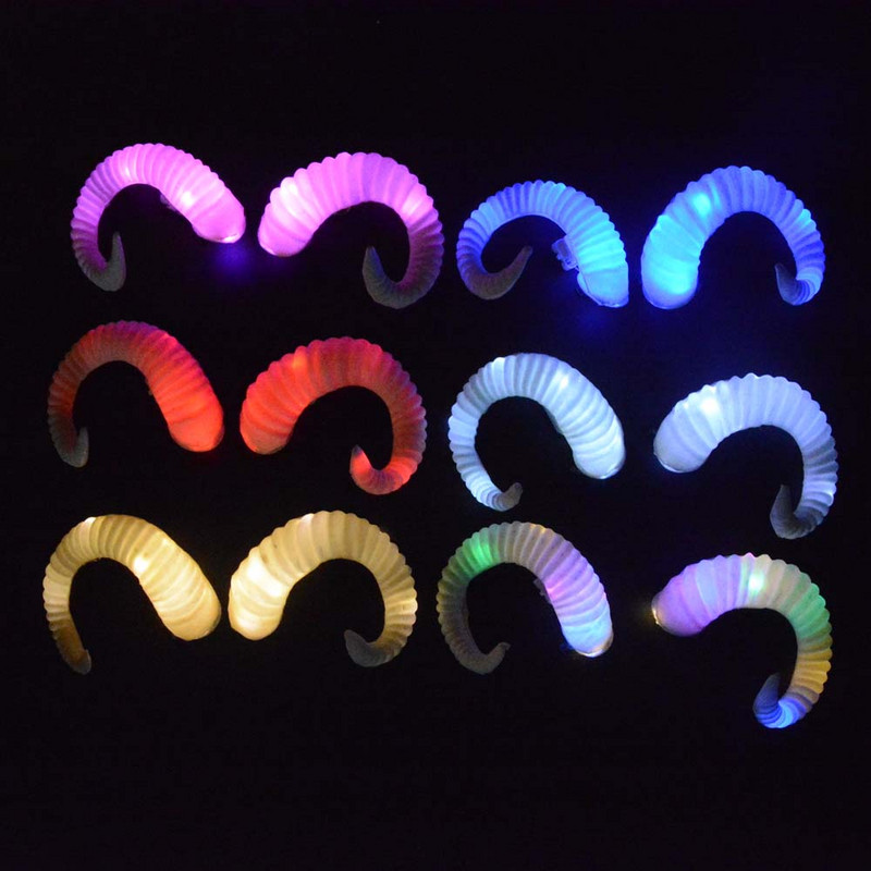 Προσομοίωση ενηλίκων παιδιών Κατσίκας LED Glow Light Κέρας προβάτου DIY Κλιπ μαλλιών που αναβοσβήνει Gothic Craft Cosplay Wedding Rave Χριστουγεννιάτικη στολή