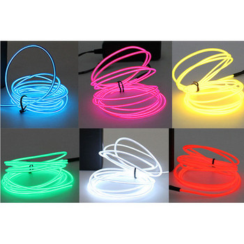 Glow EL Wire Cable LED Neon Party DIY Στολή Φωτεινές Φωτιστικό Αυτοκινήτου Rave 2m/3m/5m Χριστουγεννιάτικη διακόσμηση Μπαρ γενεθλίων