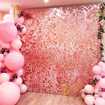 2 τμχ Κουρτίνα σκηνικού με παγιέτες κουρτίνα διακόσμηση τοίχου Baby shower sequin Glitter κουρτίνα φόντου Κουρτίνα γενεθλίων