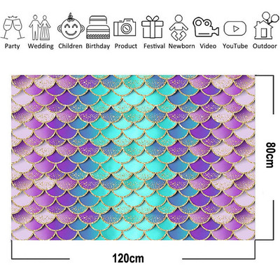 120 x 80 cm merineitsi sünnipäevataustad Säravad merineitsi kaalud taustaga laste sünnipäevapeo sisekujundus Tüdrukutele printsessi beebidušš
