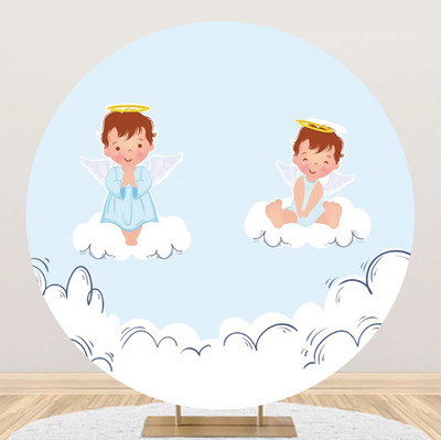 Prilagođena pozadina, okruglo cvijeće, križ, krštenje djeteta, vjenčani ukras, dječji rođendan, fotozona, pozadine za zabavu, zid