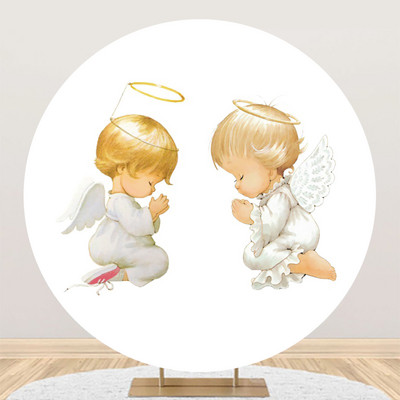 Prilagođena pozadina, okruglo cvijeće, križ, krštenje djeteta, vjenčani ukras, dječji rođendan, fotozona, pozadine za zabavu, zid