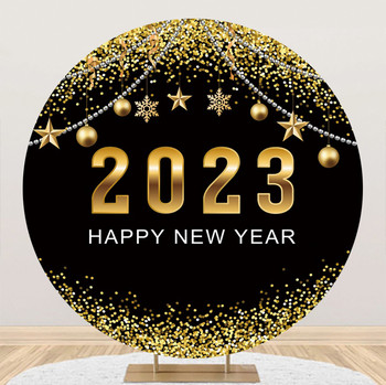 Simple Light Spot Fireworks Happy New Year Party Round Photo Photography Background Cloth Studio Prop 2023 Merry Christmas Decor