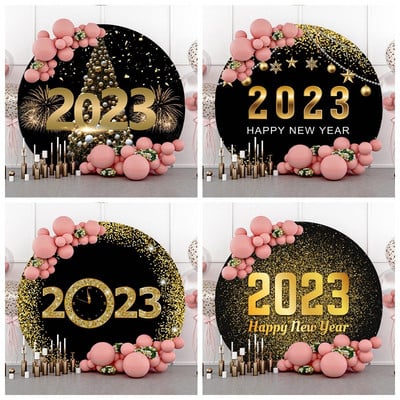 Simple Light Spot Fireworks Happy New Year Party Round Photo Photography Background Cloth Studio Prop 2023 Merry Christmas Decor