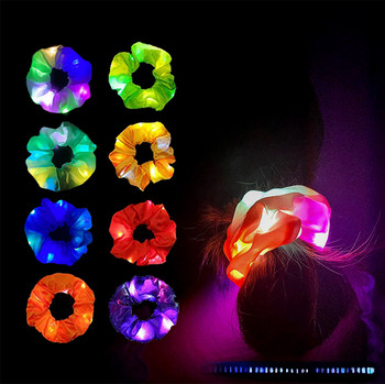 10 бр. Светодиодни ластики за коса, светещи ластики за коса, LED лампи, ленти за коса за момичета за Хелоуин, коледно парти