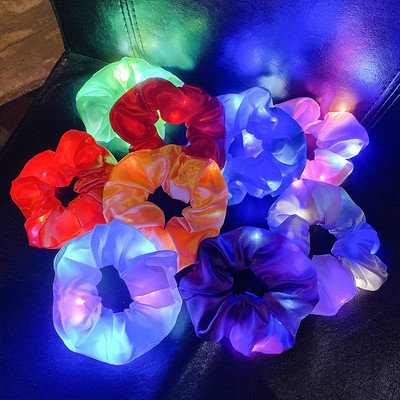 10 τεμ. LED Hair Scrunchies Light Up Hair Scrunchies Elastic LED Light Γυναικείες κορδέλες μαλλιών για το αποκριάτικο χριστουγεννιάτικο πάρτι