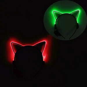 Hõõguv kassikõrvad juuksepael Kawaii aksessuaarid sünnipäevaks jõuludeks lastele värviline LED-peapael Cosplay peoks