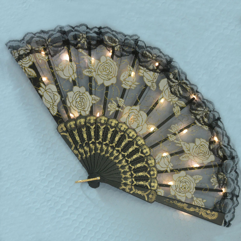 LED svjetlo Elegantne ružičaste čipkane cvjetne lepeze za ruke Svjetleći kostimi za svadbeni ples Crkveni darovi za zabavu Show Bar Glow Božić