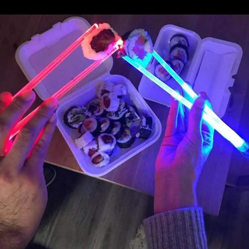 2 τεμάχια/Ζεύγος 9 σε 1 ColorLED Φωτεινά Chopsticks Light Up Chopsticks Led Ανθεκτικά Ελαφρύ σερβίτσιο κουζίνας τραπεζαρίας πάρτι