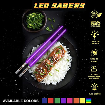 2 бр./чифт 9 в 1 цветни LED светещи пръчици за хранене, светещи пръчици за хранене, LED издръжливи леки кухненски трапезарни парти сервизи