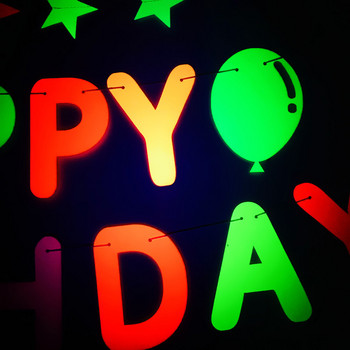 Πανό από φωσφορίζον χαρτί Happy Birthday Κρεμαστό Πέντε αστέρων Γιρλάντες Glow Party Ενηλίκων Παιδιά Happy Birthday Νυχτερινή διακόσμηση