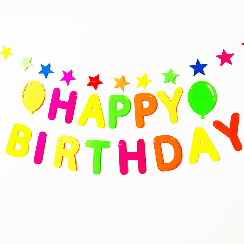 Banner od fluorescentnog papira Sretan rođendan Girlande s privjescima od pet zvjezdica Sjajna zabava za odrasle, djecu Sretan rođendan Noćni dekor