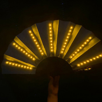 Glow Folding Fan LED Dancing Light Fan Night Show Αξεσουάρ Halloween Christmas Rave Festival Αξεσουάρ Glow In The Dark Party Supplies